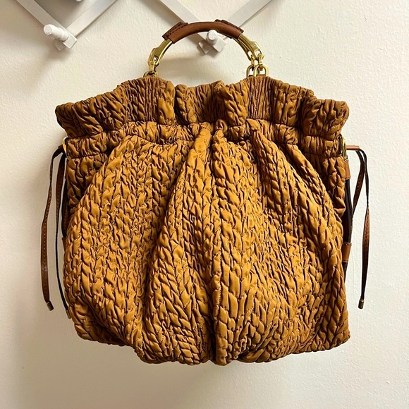 EUC ESCADA Leather boho bag in rich brown w/gold handles. Stunning and unique🤩 - Picture 2 of 5